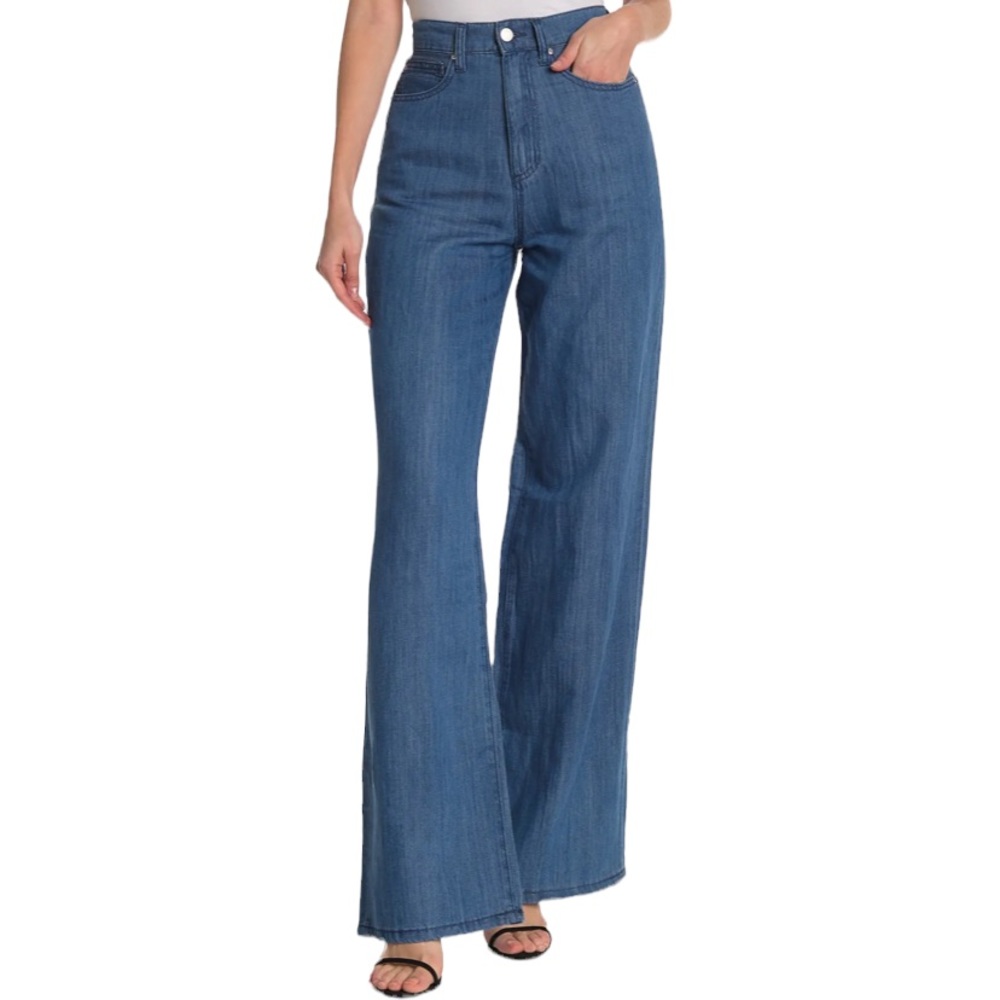 WeWoreWhat High Waist Wide Leg Jeans Blue Denim Pants NWT Size 24